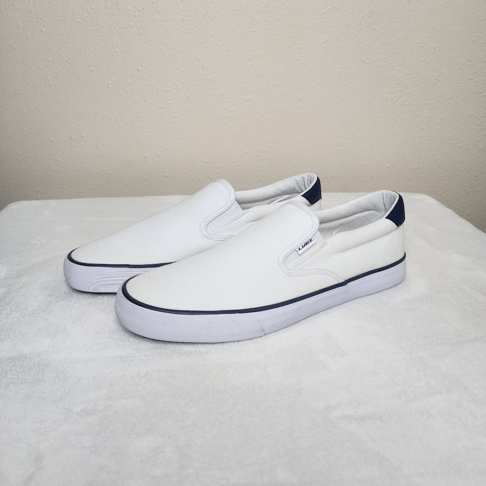 Mens Lugz White Clipper Classic Slip-on  Sneakers Size 11 Casual Coastal Summer